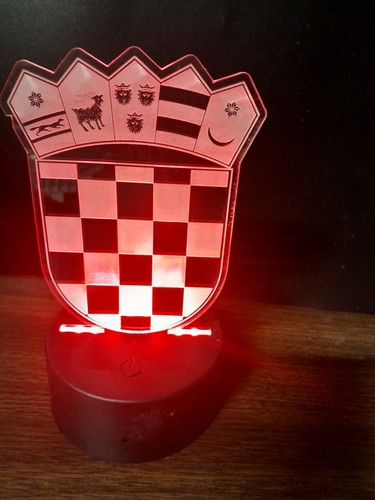 Insegna da tavolo illuminata bordo, LED multicolore, luce notturna Croazia stemma - Foto 5 di 7