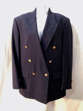 Classic Aquascutum London Double Breasted Gold Buttons Mens Navy blazer jacket