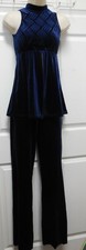 Plush Velvet 2 piece jazz costume Navy Blue Sm adult Slit Front mock Turtleneck