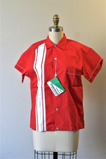 VTG 50s 60s NOS Swingsters Red Bowling Shirt Rockabilly Top Blouse MCM Nat Nast