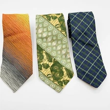 Lot Of 3 Vintage Prince Consort Golden Clasp Ties Wide Jacquard Woven