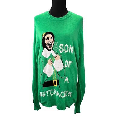 Elf Christmas Sweater Green XL Men Crewneck Son of a Nutcracker Will  Ferrell