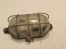 Ancien LAMPE VINTAGE DE COURSIVE HUBLOT VERRE PRESSÉ HOLOPHANE ET BAKÉLITE