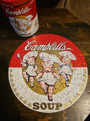 キャンベル・スープ・ビンテージパズル Vintage Campbells Soup Puzzle Vintage Tin Can with Campbell's Kids