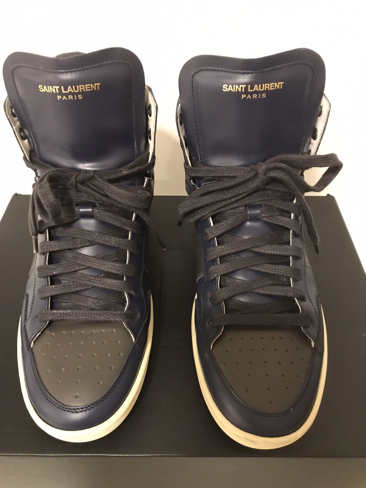 Sneakers alte Saint Laurent Paris SL 10H blu navy grigie taglia 40