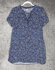 Old Navy Dress Womens Size Small Floral Rayon Lace Up Neckline Short Sleeve