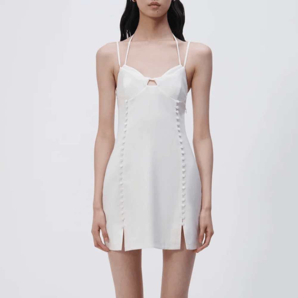 knee length dresses for ladies Eilish Ruched Mesh Mini Dress