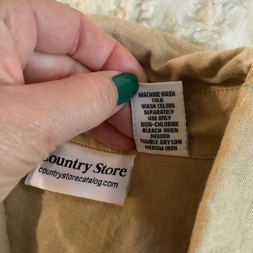 Camicia Country Store beige ricamata zucca autunno bottoni rotolo linguetta manica M - Foto 6 di 8