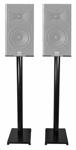 Black 37” Steel Bookshelf Speaker Stands For JBL Arena 120 Bookshelf Speakers