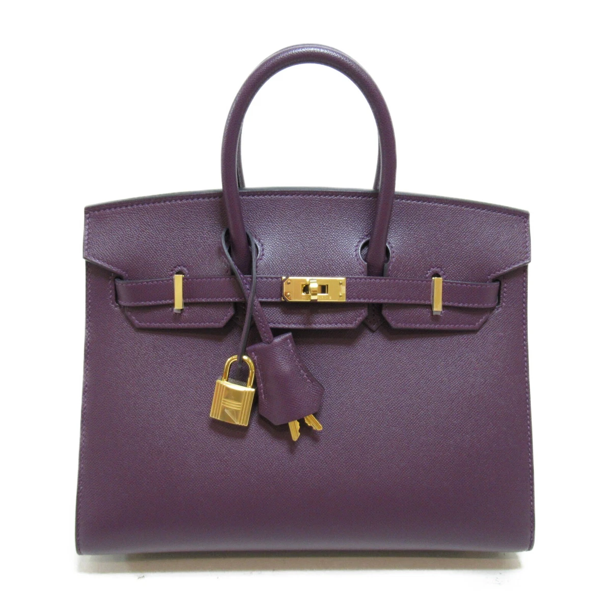 Hermes Birkin Sellier 25 Hand Bag Madame Leather Bordeaux Cassis Used  Purple