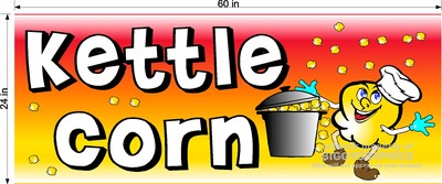  2' X 5' NEW! VINYL BANNER KETTLE CORN POPCORN FUN DESIGN NEW!