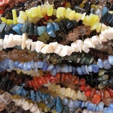 Mixed Stone Glass Chip Beads 32" - 34" Chips 10 Random Strands