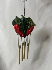 Chili Pepper Wind Chime Mini Red Green Outdoor Vegetable