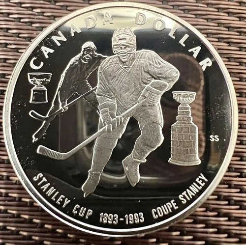 1993 Stanley Cup Hockey Canada Silver Dollar Proof-like $1 Coin .925 .7497 ASW