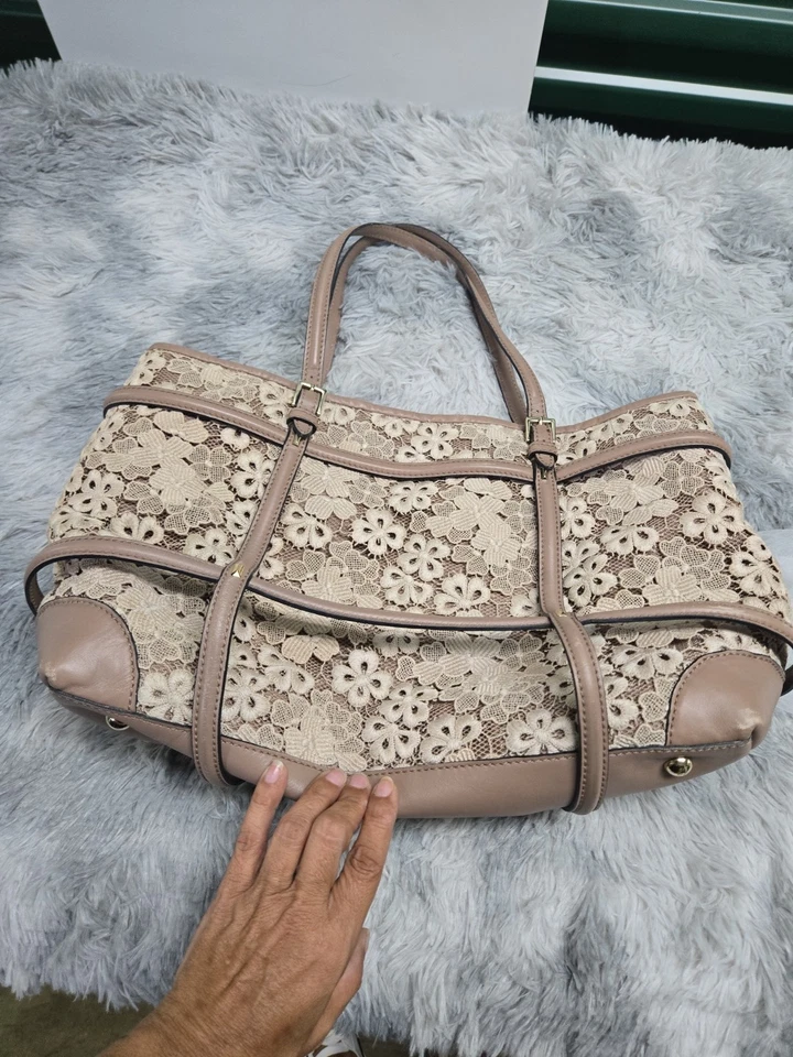 Valentino Garavani Women's Leather Tote Bag Brown Flower Lace - Image 3 of 4