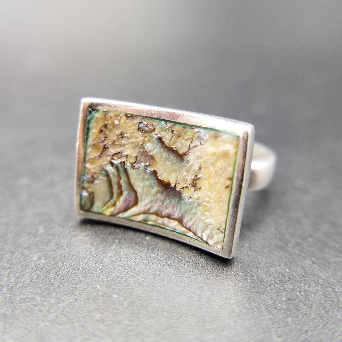 Abalone Shell Rectangle Frame Curved 925 Silver V… - image 4