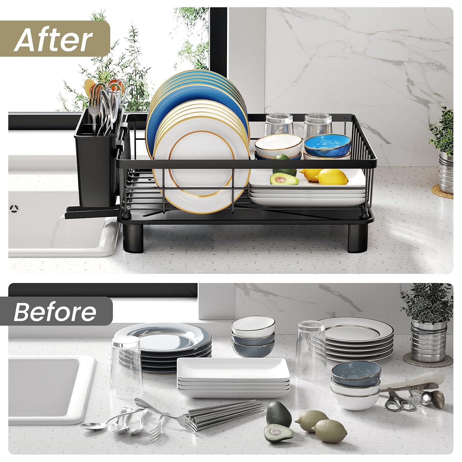 SNTD Dish Drying Rack for Small Kitchen Counter, 11