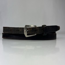 Vintage Skinny Very Worn Black Cracked Leather Belt - Women's Size 33