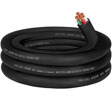 6ft 6/4 AWG SOOW Wire,6 Gauge SOOW Portable Power Cable 4 Conductor 600V 6/4 ...