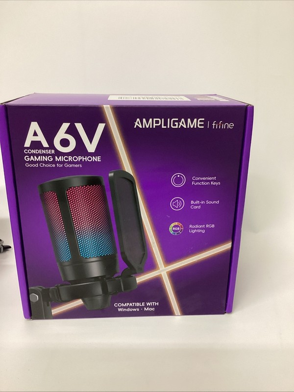 Fifine Ampligame A6V Condenser Gaming Microphone(white Color)