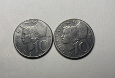 Beautiful set of 2 Silver Austrian 10 Schilling Coins - 1974,1975