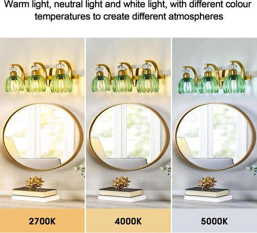 Vintage Bathroom Vanity Light Fixture 3 Lights Gold 3 light, Green - Picture 5 of 9