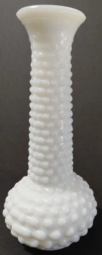 Vintage E.O. Brody Co. White Milk Glass Hobnail Floral Bud Vases