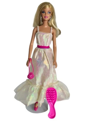 Vtg Crystal Barbie Dress with 12" Barbie Doll Accessories Collectors