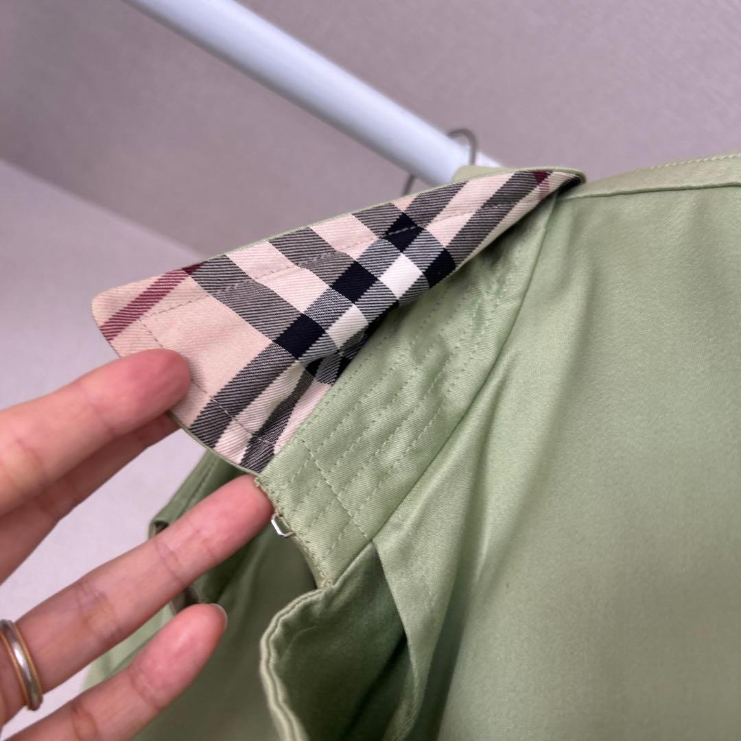 Burberry London Trench Coat Light Green With Check Pattern Size M For Women thumbnail 23