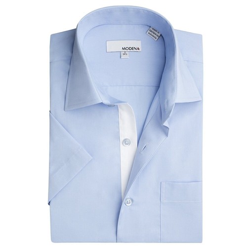 Modena Men's Short Sleeve Inner Contrast Dress Shirt - CLEARANCE - Picture 2 of 6