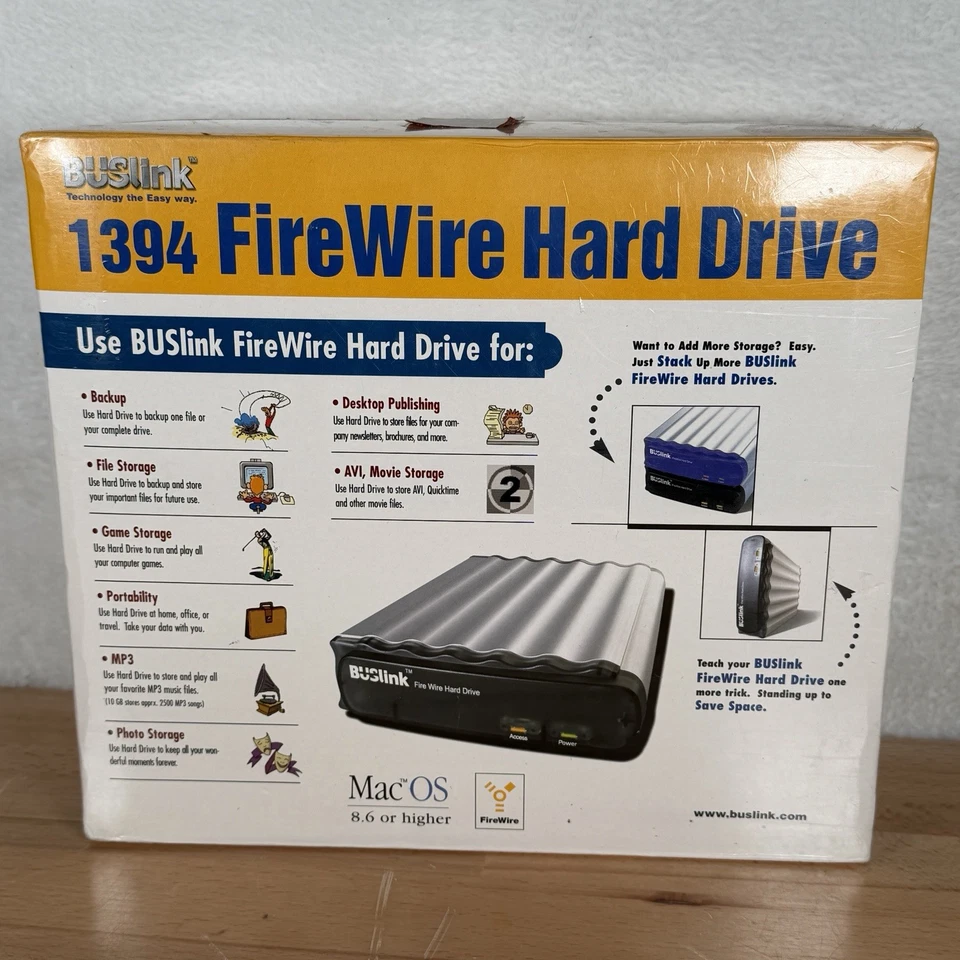 BUSlink 1394 FireWire 20GB MFW20 External Hard Drive MacOS 8.6+ - *New Sealed* - Image 2 of 4
