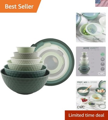 Versatile 12-Piece Microwave Safe Mixing Bowls with Lids, Sage Green Elegance
