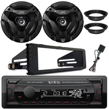 Infinity FM Radio Receiver, 2x 6.5" 300W Speakers w/Adapters, Harley Install Kit