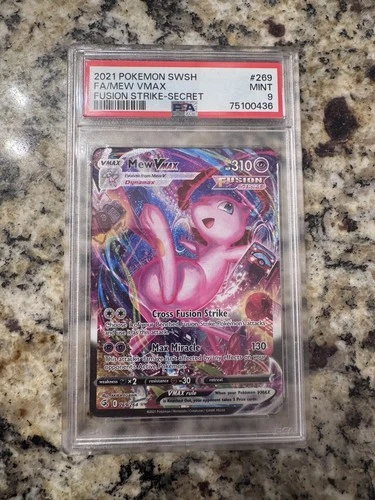 2021 POKEMON SWORD & SHIELD FUSION STRIKE SECRET #269 FULL ART/MEW VMAX PSA 9