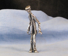FABULOUS VINTAGE SILVER MINIATURE MODERNIST STATUE ELONGATED MAN LOWRY FIGURE