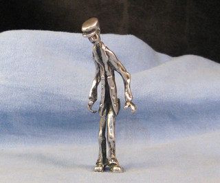 FABULOUS VINTAGE SILVER MINIATURE MODERNIST STATUE ELONGATED MAN LOWRY FIGURE