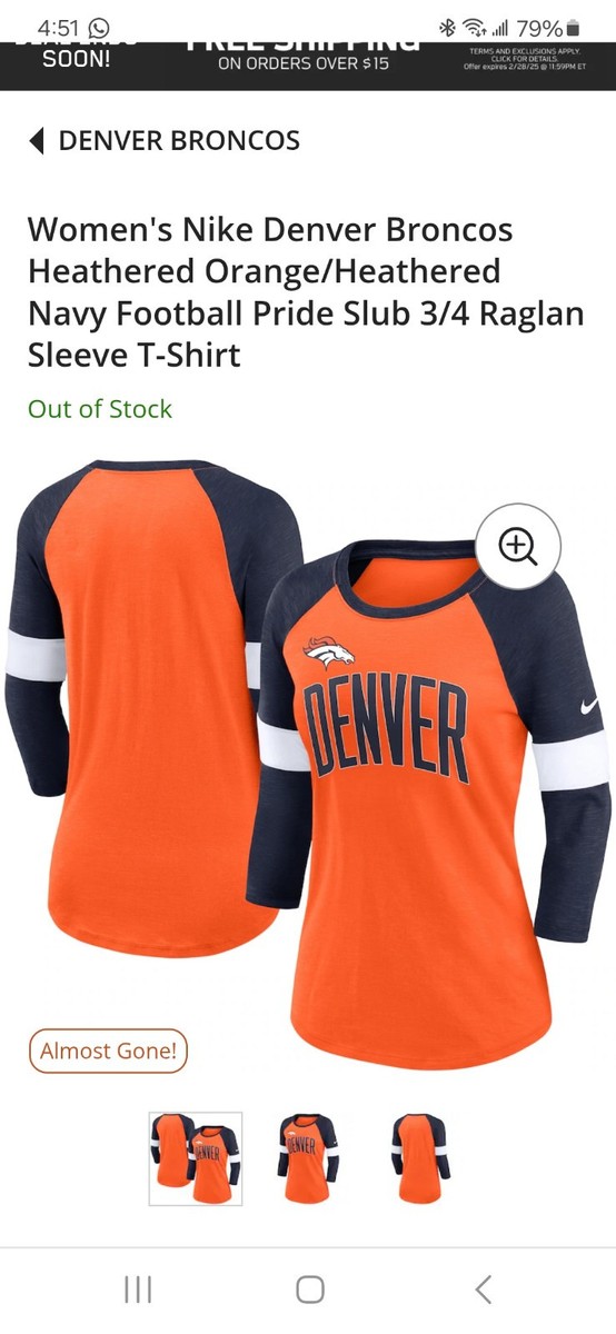 売れ筋商品|||ナイキ カットソー トップス レディース Women's Navy Denver Broncos Raglan 3/4 Sleeve T-Shirt Navy Women's Nike Navy Denver Broncos 3/4-Sleeve Lightweight