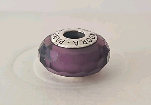 Genuine Stamped Pandora Charm - Purple Faceted Murano Glass Bead S925 ALE - Picture 3 of 6