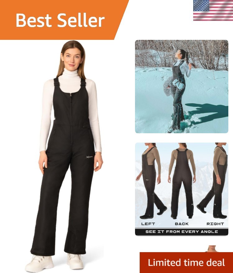 Women's Essential Insulated Ski Bibs, Water Resistant Snow Pants for Skiing &...