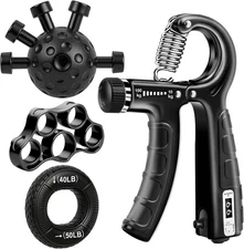 Grip Strength Trainer Kit, 3 Colors Forearm Strengthener & Hand 4PCS, black 