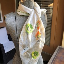 Vintage Baar  Beards TOP HIT Fashion Ivory Scarf 100 SILK Hand Rolled 32x32 In