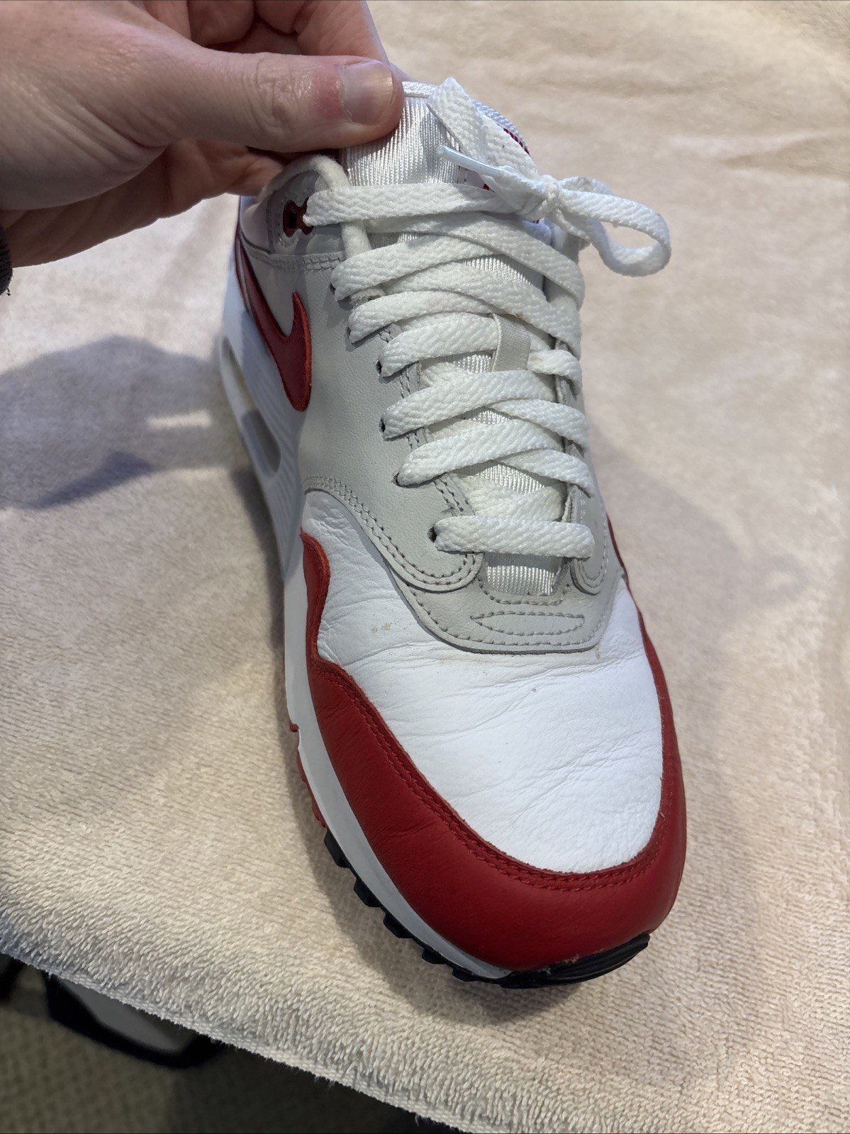 Nike Air Max 90/1 OG University Red White Grey Men’s Size 8.5 AJ7695-100 No Box thumbnail 12