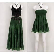 Convertible Smocked Dress Maxi Skirt Homecoming Dress Whimsigoth Fairycore OS