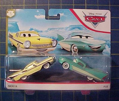 DISNEY PIXAR CARS NICKY B. & FLO 2 CAR SET! FROM THE RADIATOR
