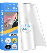 13" x 328ft DTF Transfer Film Roll Double-Side Matte PreTreat PET Film Warm Peel