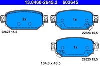 ATE 13.0460-2645.2 Bremsbelagsatz, Scheibenbremse 104 Mm 43,5 Mm 15,5 Mm