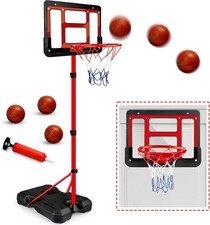 Kids Basketball Hoop with Stand, Adjustable Basketball Set, Toddler Basketball T