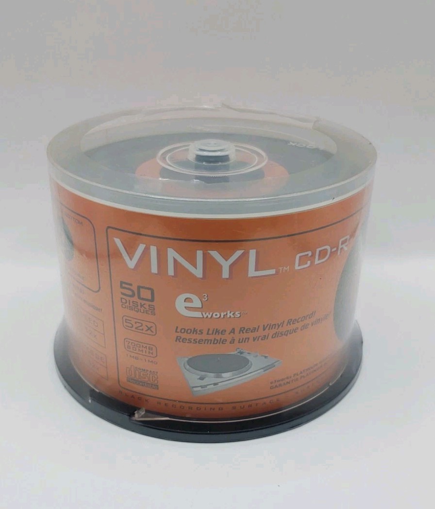 E3 works 50 Pack Vinyl DJ CD-R 1x-52x Recordable CDs 12CM 700Mb 80Min