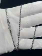 Solid 14k White Gold Filled Stainless Steel 2MM 20” Twist Rope Chain Necklace