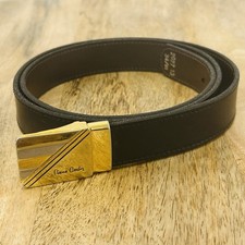 Vintage 80 s Pierre Cardin Gold Silver Geometric Belt Black Men s 34